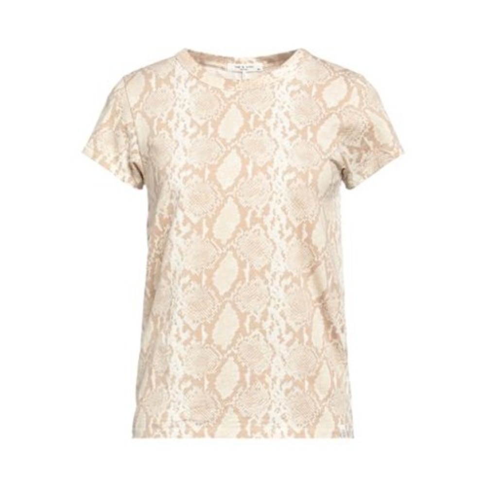 Rag & Bone Mens XS Pima Cotton Snakeskin Print Short Sleeve Crew Neck Tee Tan